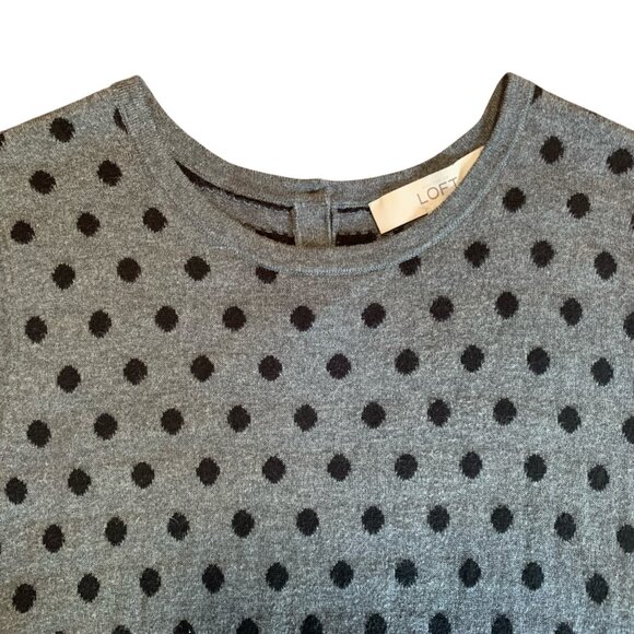 Ann Taylor LOFT Gray & Black Polka Dot Short Sleeve Sweater Womens Size Small - Picture 3 of 9